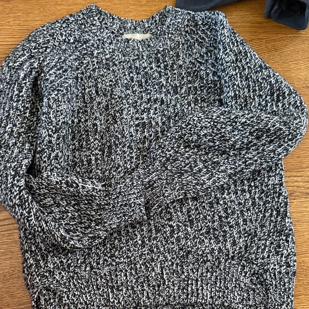 Everlane Black and White Crew Neck Sweater